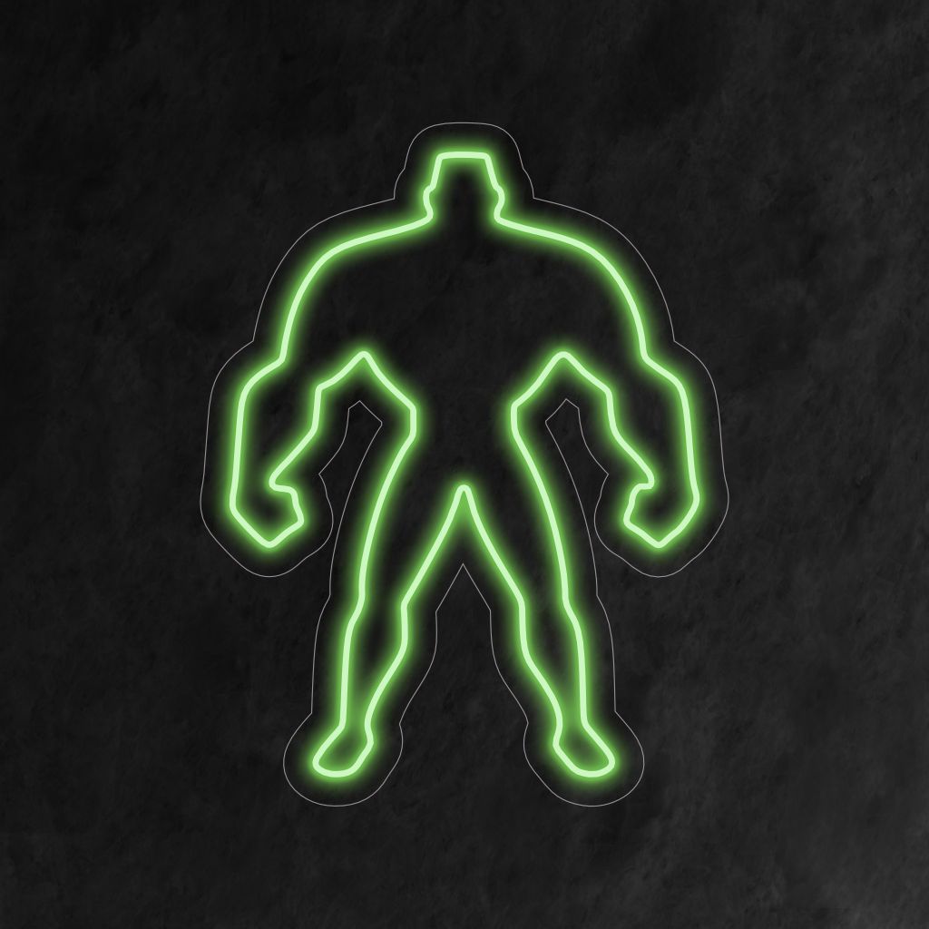 "Hulk Neon Sign" - Een gedurfde en krachtige toevoeging aan ruimtes met een superheldenthema, met het iconische personage Hulk voor een dynamische en energieke sfeer.
