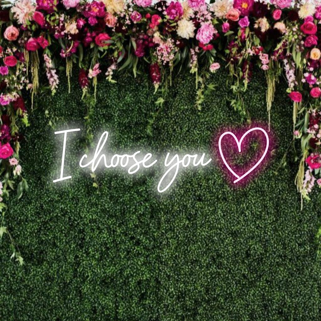 LED-neonreclame met de tekst I Choose You, perfect voor het personaliseren van uw ruimte met oprechte neoncitaten.