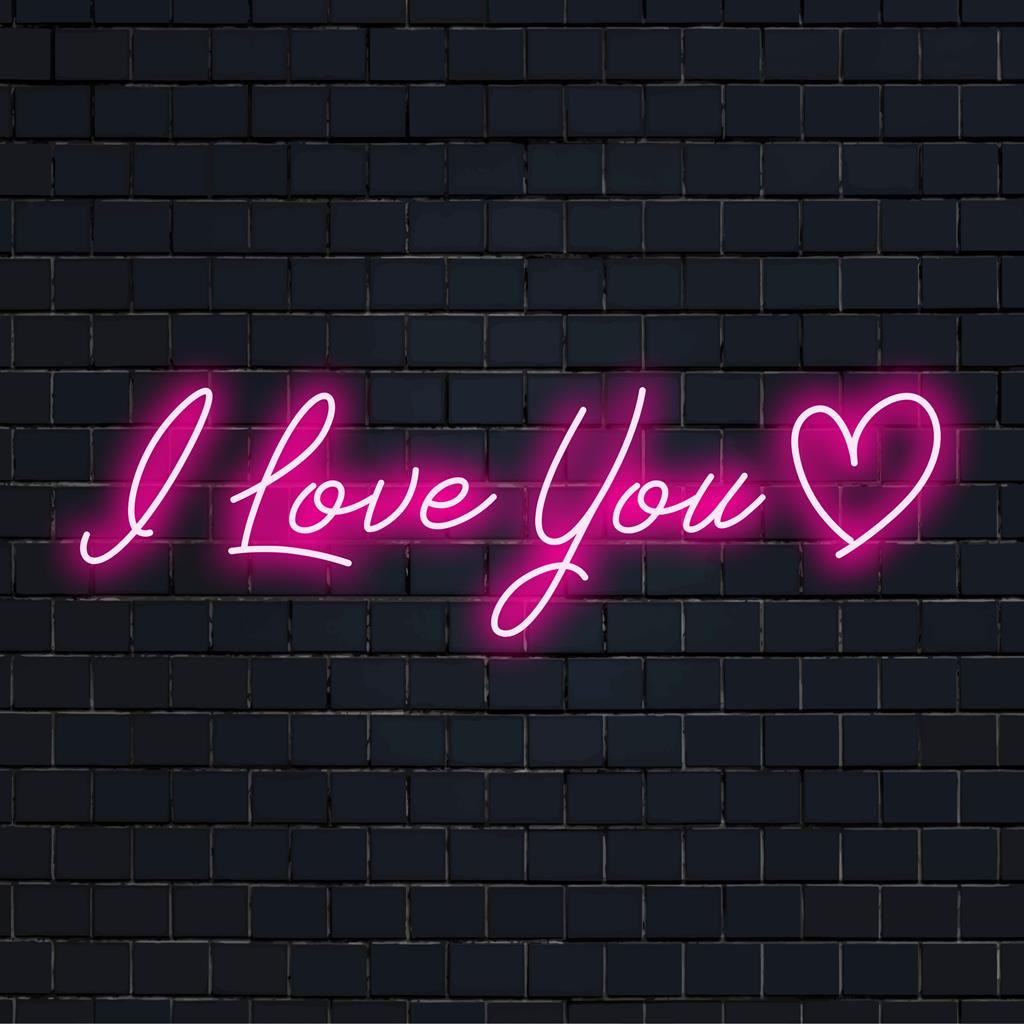 Hartverwarmend, op maat gemaakt LED-neonbord met de tekst I Love You; perfect voor een gepersonaliseerde decoratie en expressieve neonmuurkunst.