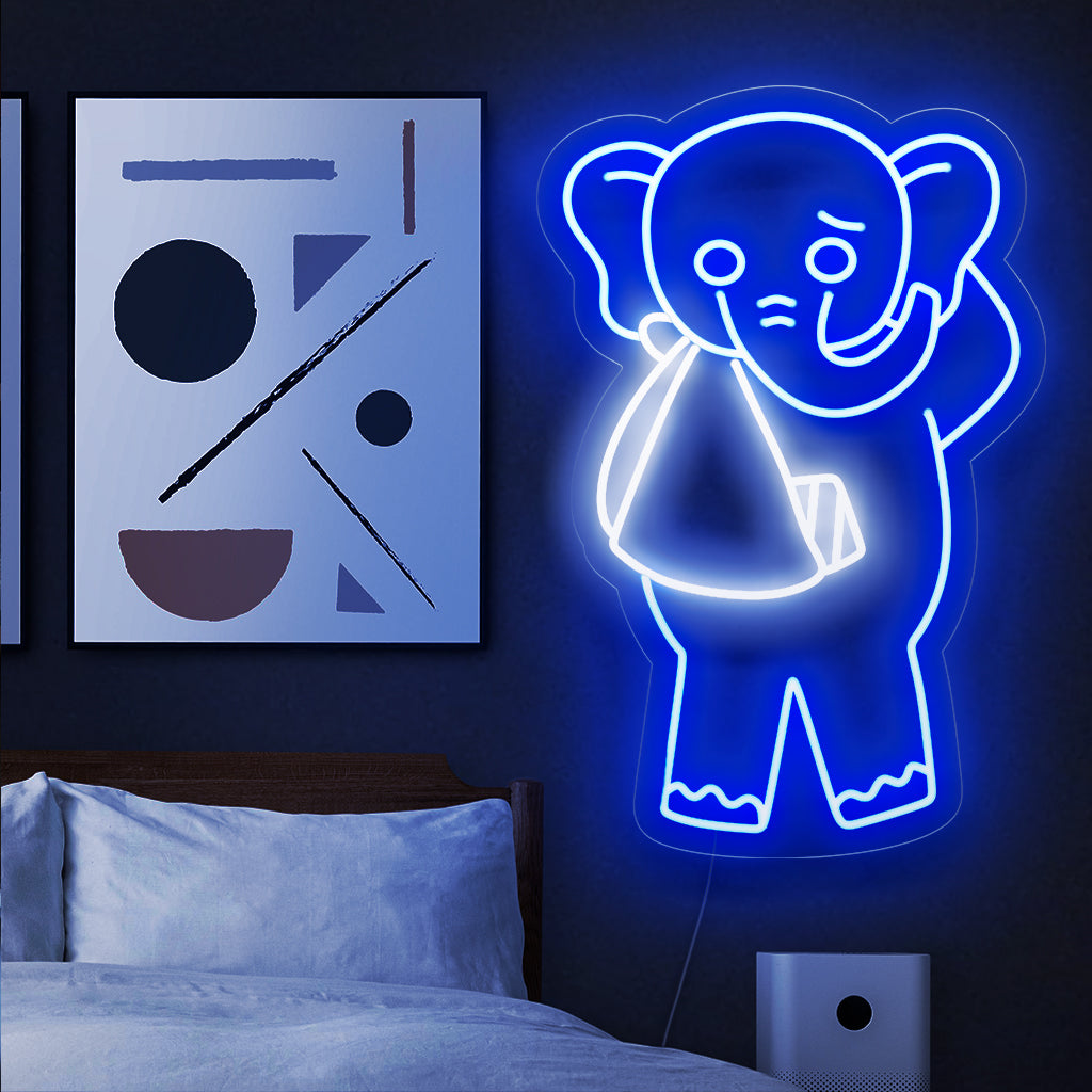"Injured Elephant Neon Sign" - Een krachtig symbool voor de bescherming van olifanten. Dit neonlicht creëert bewustzijn en reflectie over de uitdagingen waarmee deze majestueuze dieren worden geconfronteerd.