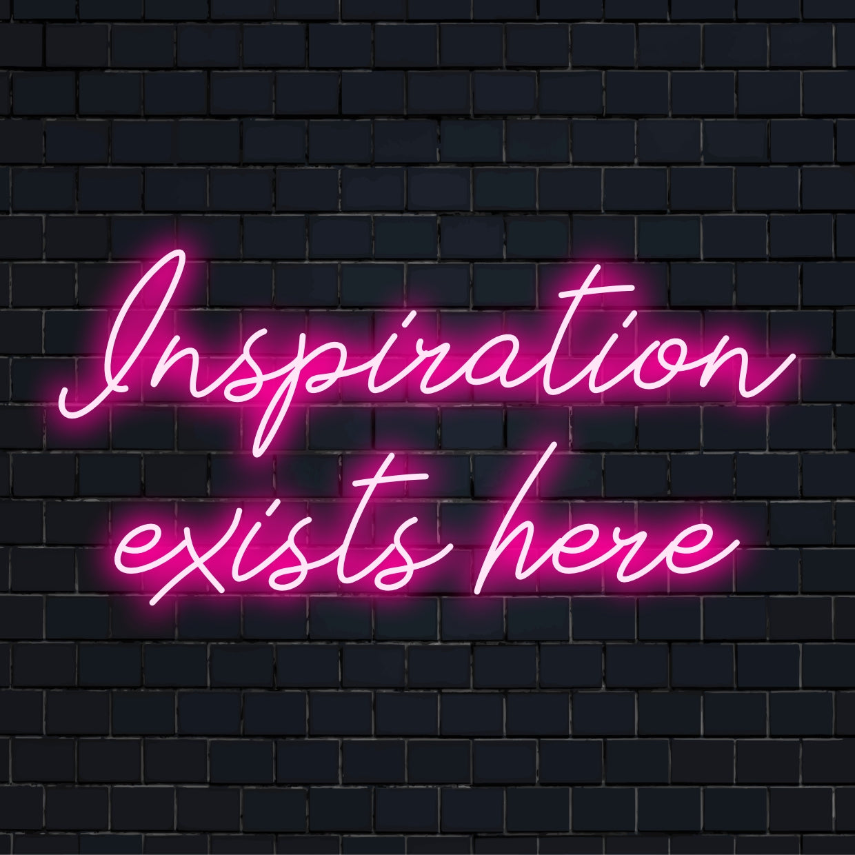 Op maat gemaakt LED-neonbord met de tekst 'Inspiration Exist Here', elegant geschreven. Perfecte neonlichtdecoratie voor creatieve ruimtes.