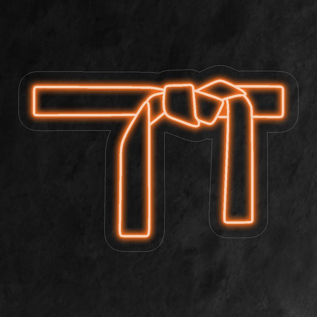 "Karate Belt Neon Sign" - Verlicht je vechtsportstudio met dit levendige neonbord met een opvallende karateband. Stimuleer discipline en kracht in je trainingsruimte.