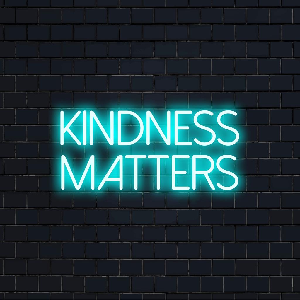 Levendig Kindness Matters LED-neonbord met vrolijke neonkunst en op maat gemaakte neonlichtdecoraties.
