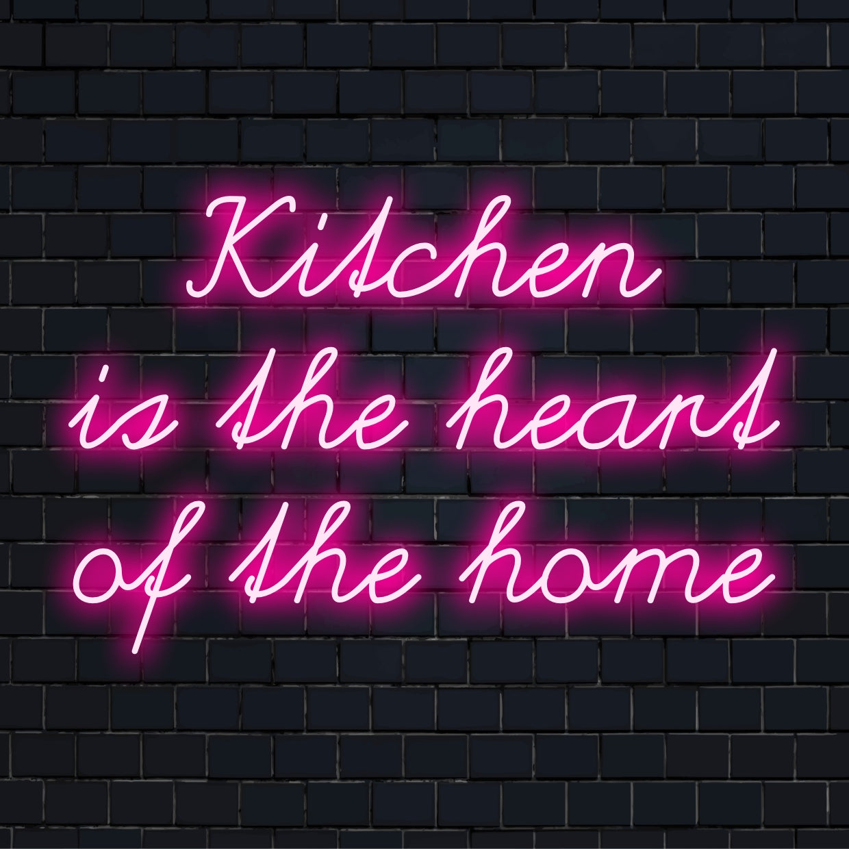 LED-neonreclame met de tekst 'Keuken is het hart van het huis', die een warme, uitnodigende gloed aan uw ruimte toevoegt.