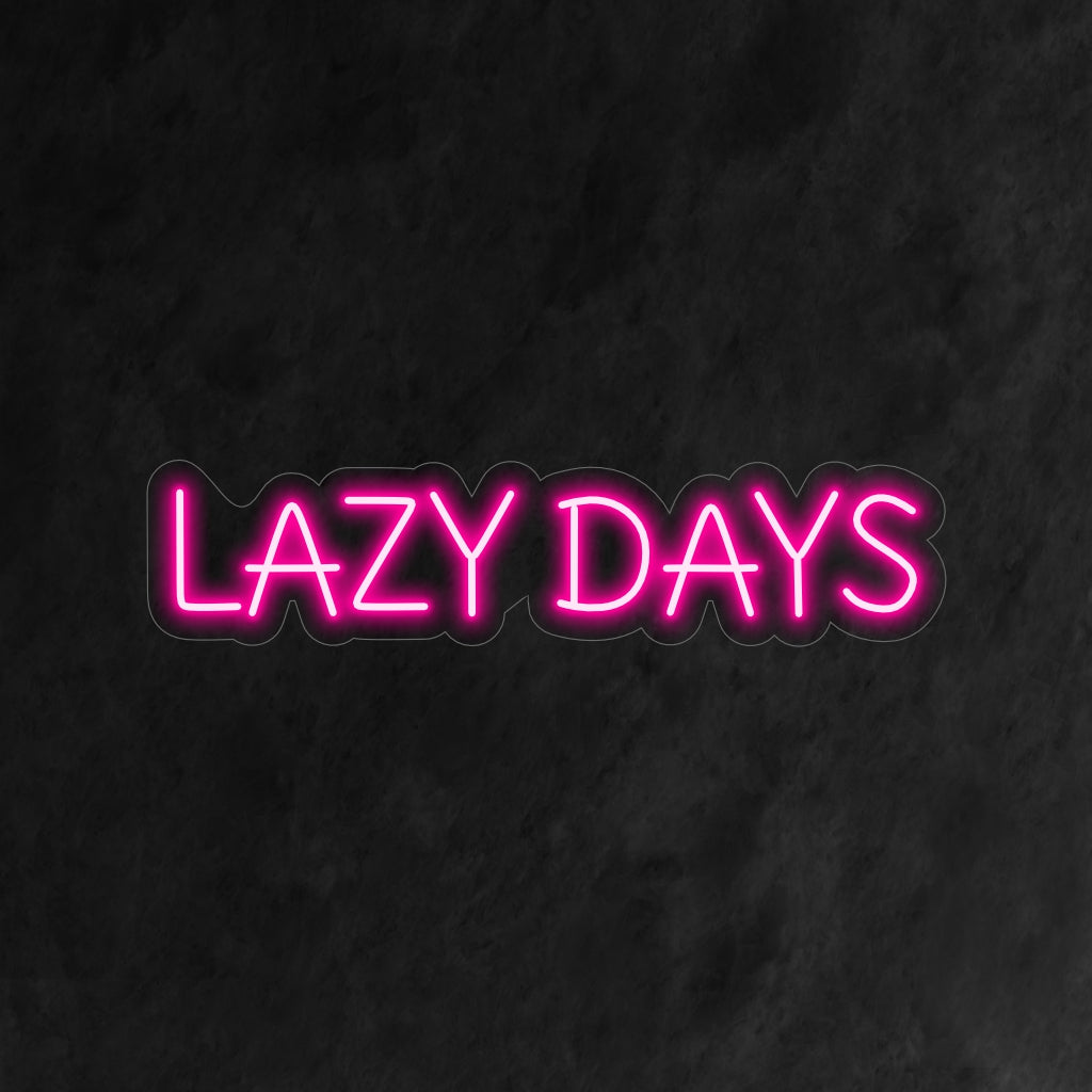 "Lazy Days Neon Sign" brengt een ontspannen en zorgeloze sfeer in uw ruimte. Een neonlamp met een hangmatontwerp, perfect voor een relaxte sfeer.