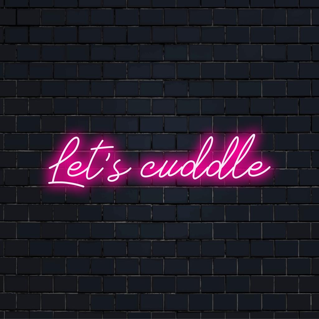 Op maat gemaakt LED-neonbord met Let's Cuddle 2 in levendige kleuren, perfect voor gezellige neonmuurkunst en gepersonaliseerde lichtdecoraties.