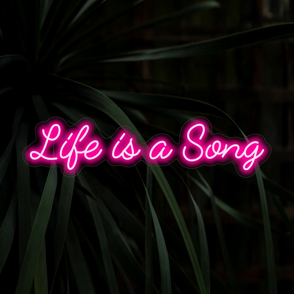 "Life is a Song Neon Sign" - Verlicht je ruimte met muzikale vibes. Perfect voor muziekliefhebbers en iedereen die de schoonheid van het bestaan waardeert.