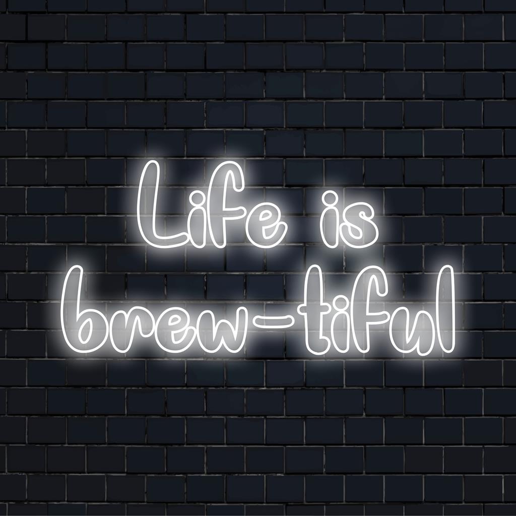 Life Is Brew - Prachtige neonkunst met levendige ledlampjes; het perfecte gepersonaliseerde decor voor koffieliefhebbers.