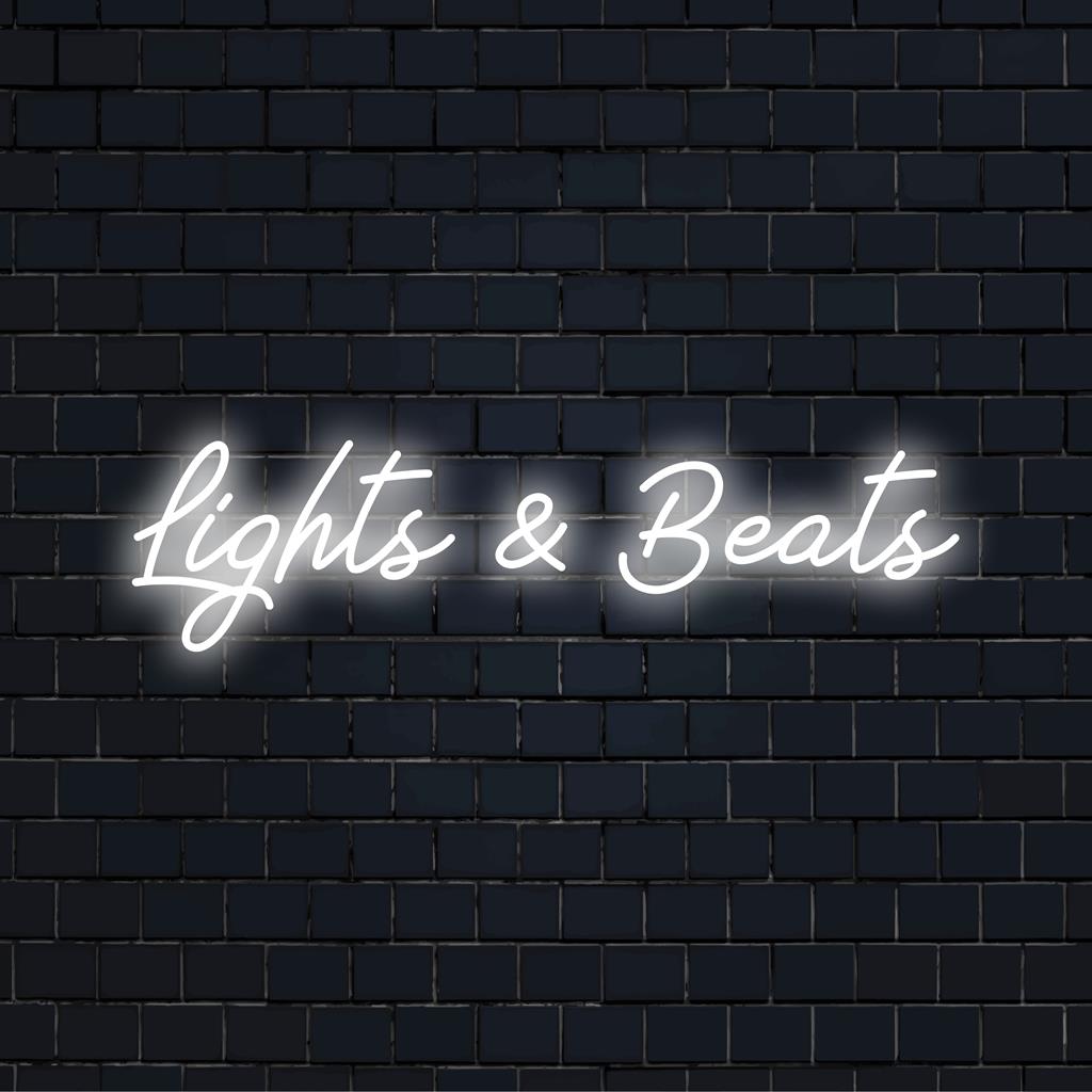 Levendige en op maat gemaakte Lights And Beats LED-neonverlichting, perfect voor het verlichten van ruimtes. Neondecoratie op maat voor elke setting.