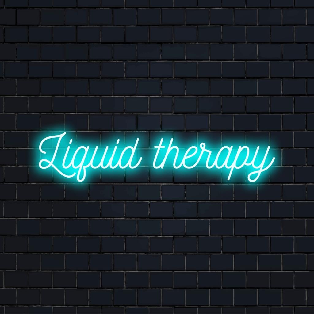 Neonreclame van Liquid Therapy met levendige gloed, perfect om een unieke touch aan uw ruimte toe te voegen. Op maat gemaakte led-neonverlichting.