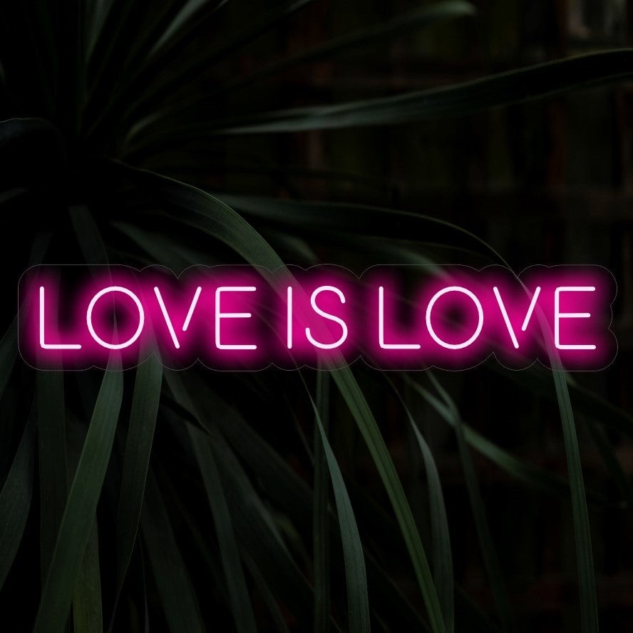 "Love Is Love Neon Sign" is een hartverwarmende en inclusieve toevoeging voor ruimtes die de diversiteit van de liefde vieren. Verlicht met acceptatie en positiviteit!