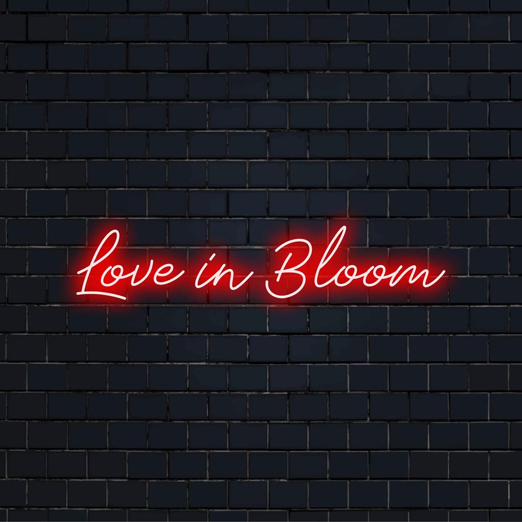 Op maat gemaakt LED-neonbord van The Art Neon, met een levendig Love In Bloom-ontwerp, perfect als neonmuurdecoratie.