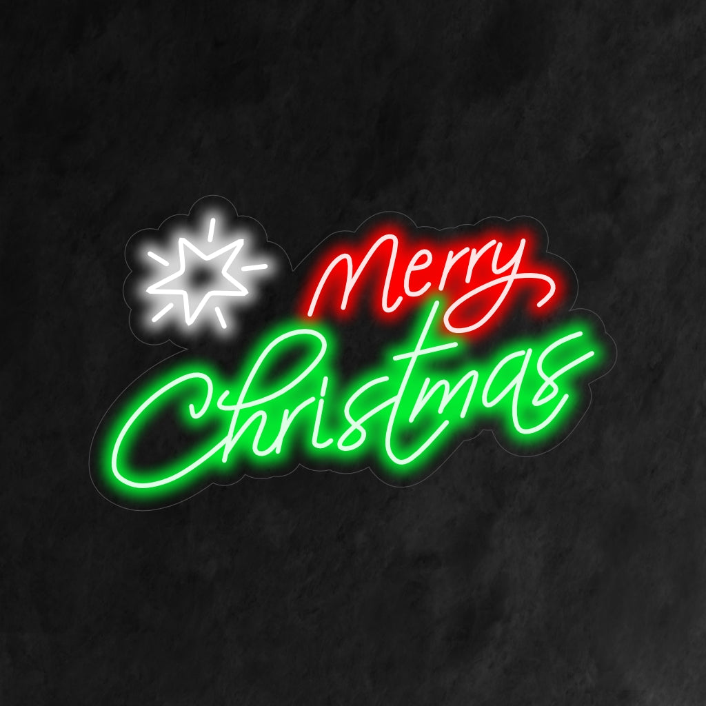 "Merry Christmas Star Snow Neon Sign" is een feestelijke en betoverende toevoeging aan je feestelijke interieur. Een neonlicht dat de magie van een besneeuwde kerstnacht oproept.