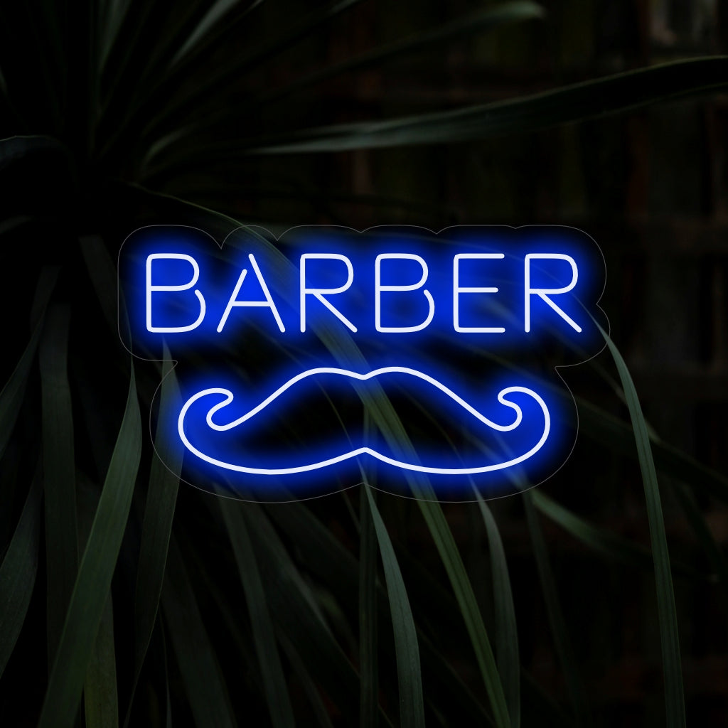 "Mustache Barber Neon Sign" is een stijlvolle en vintage toevoeging, perfect voor kapperszaken met een vleugje klassieke charme. Verlicht met elegante verzorging!