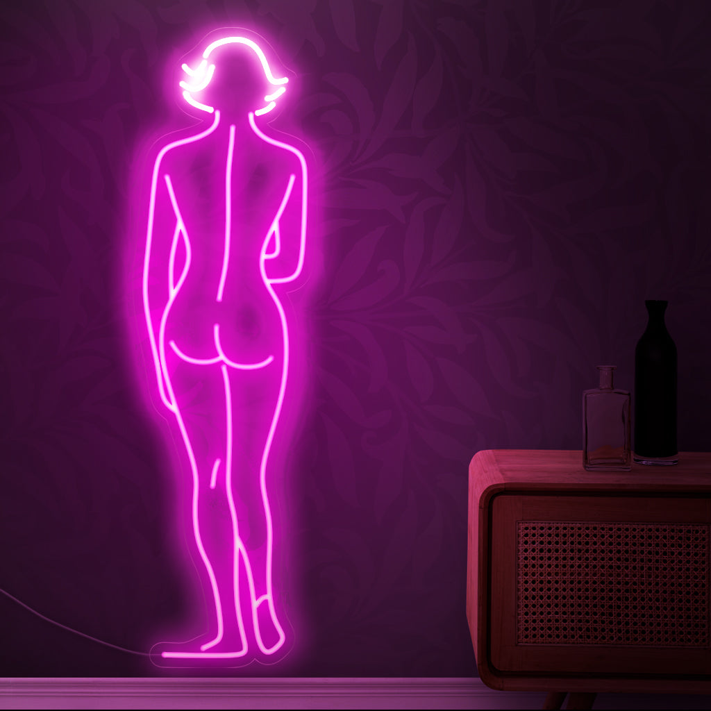 "Naked Woman Walking Neon Sign" is een artistieke en smaakvolle toevoeging, perfect voor ruimtes waar de schoonheid van figuratieve kunst wordt gewaardeerd. Verlicht met esthetische elegantie!