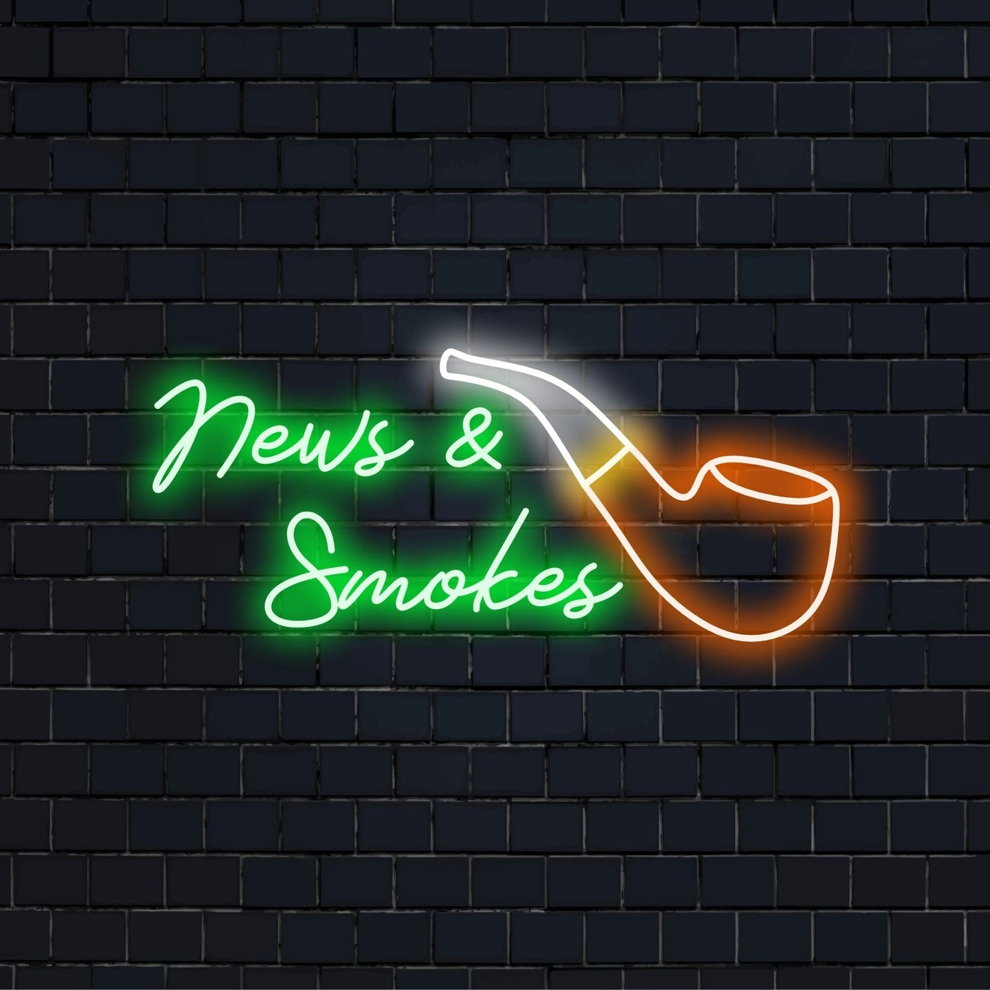 LED-neonreclame met de tekst News & Smokes 2 in levendig licht, met een uniek, op maat gemaakt neonontwerp voor een persoonlijke touch.