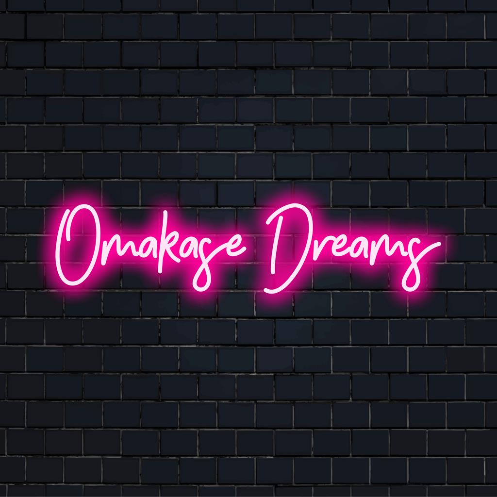 Levendig Omakase Dreams LED-neonbord, een op maat gemaakt stuk dat elke ruimte een stijlvolle gloed geeft met een uniek kunstzinnig ontwerp.
