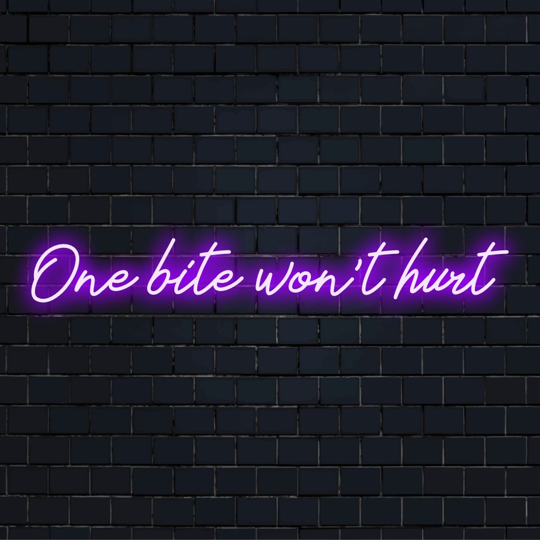Op maat gemaakt One Bite Won't Hurt LED-neonbord, het ideale neonmuurkunstwerk om elke ruimte een speelse charme te geven.