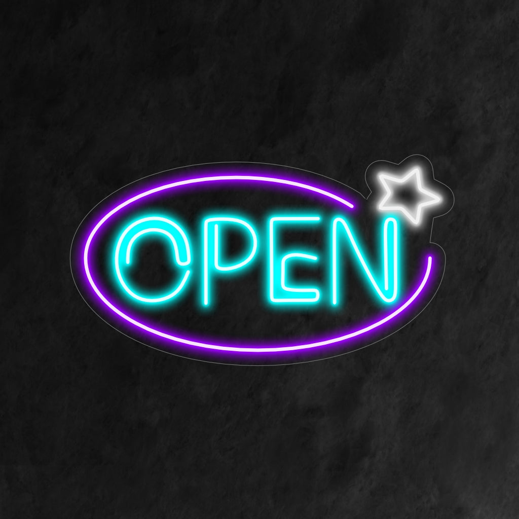 "Open Neon Sign" is een tijdloze en uitnodigende toevoeging, perfect voor bedrijven die een uitnodiging sturen. Verlicht met een vriendelijke gloed!