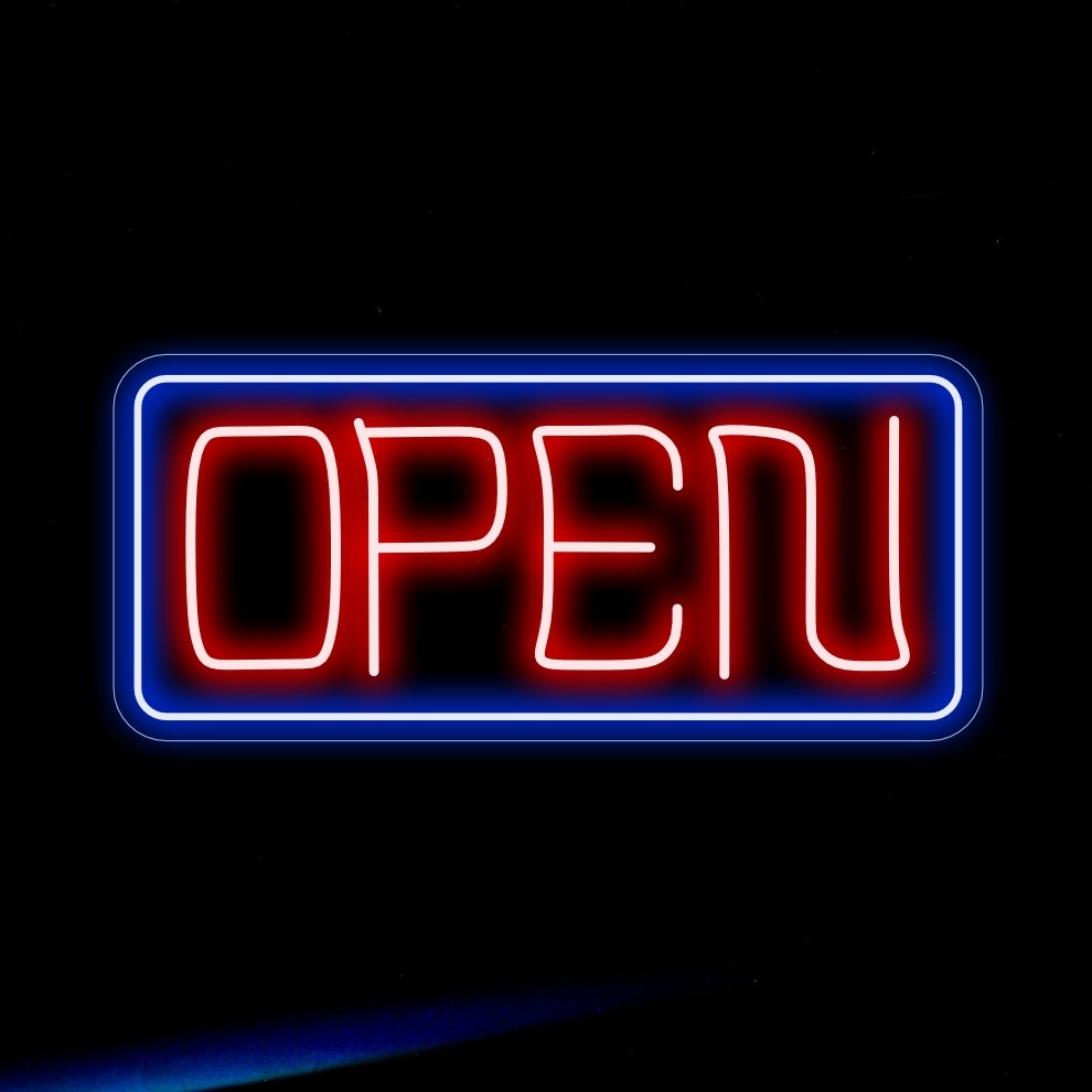 "Open Neon Sign" is een baken van gastvrijheid, perfect voor ruimtes die gasten met warmte en openheid verwelkomen. Verlicht met een vriendelijke en uitnodigende uitstraling!