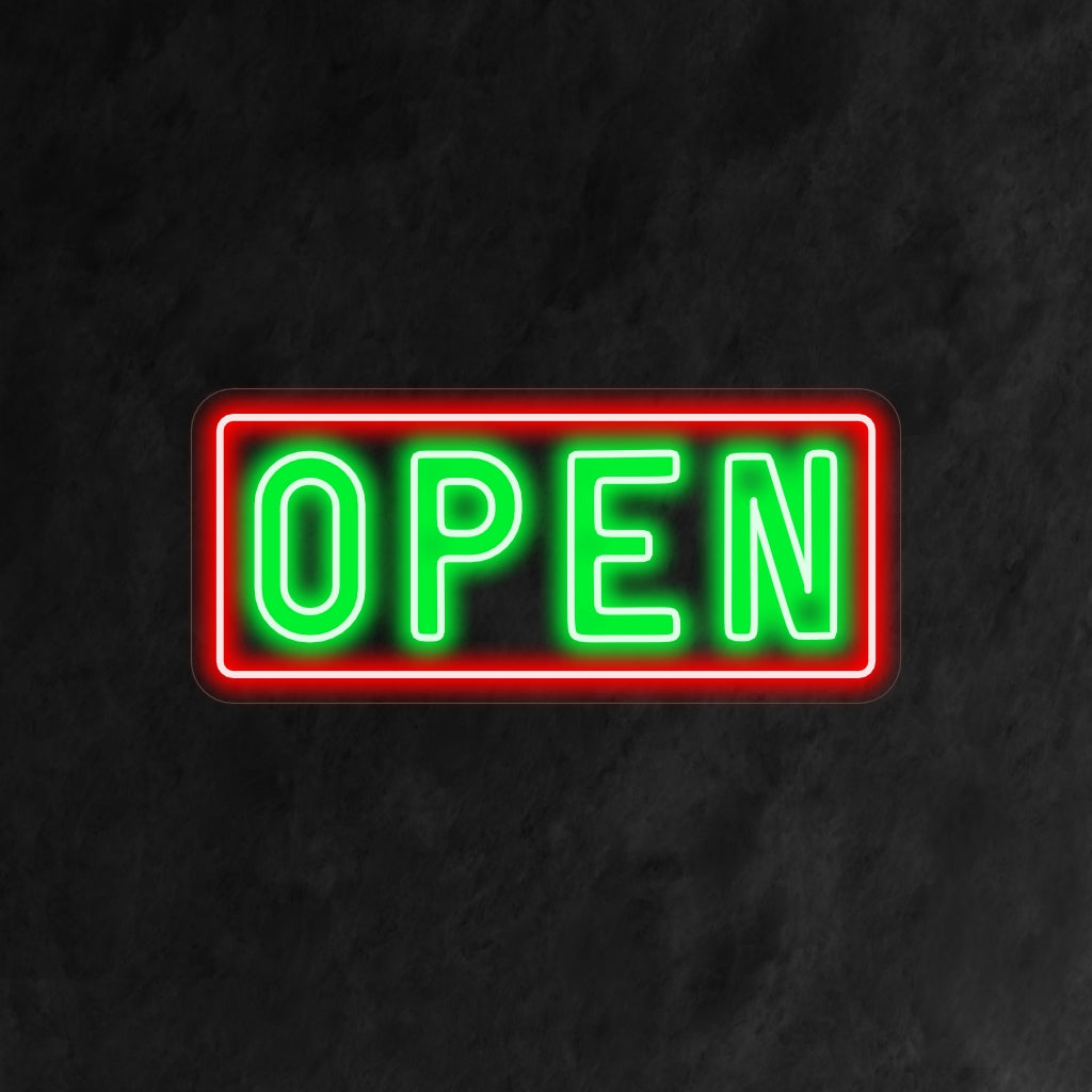 "Open Neon Sign" is een eenvoudige en tijdloze toevoeging, perfect voor ruimtes die hun beschikbaarheid willen communiceren. Verlicht met een heldere en uitnodigende gloed!