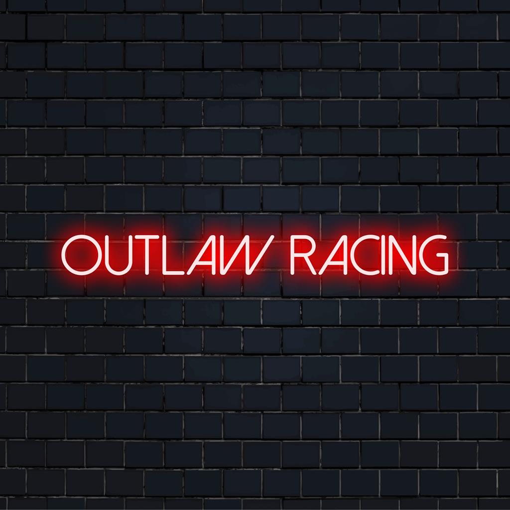 Levendig LED-neonbord van Outlaw Racing; een mix van levendige kleuren creëert opvallende wandkunst voor elke ruimte.