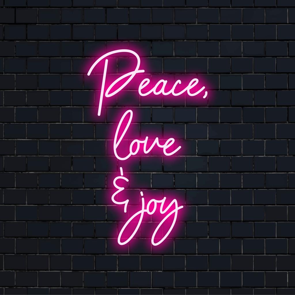 Veelzijdig, op maat gemaakt LED-neonbord met de tekst Peace Love Enjoy��� in levendige kleuren, perfect voor elke omgeving.
