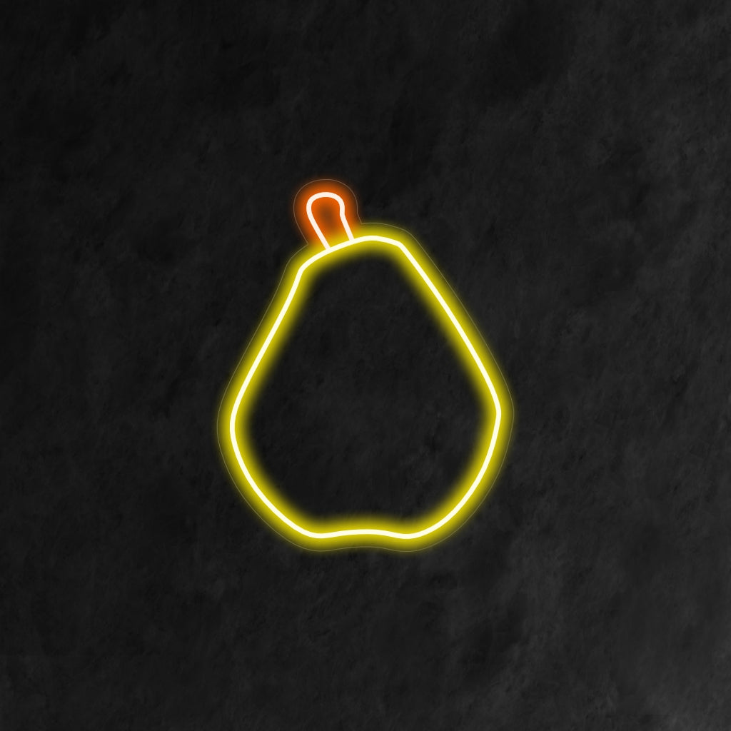 "Pear Neon Sign" is een fruitige en verfrissende toevoeging aan je interieur. Een neonlamp die de eenvoud en schoonheid van een rijpe peer benadrukt.