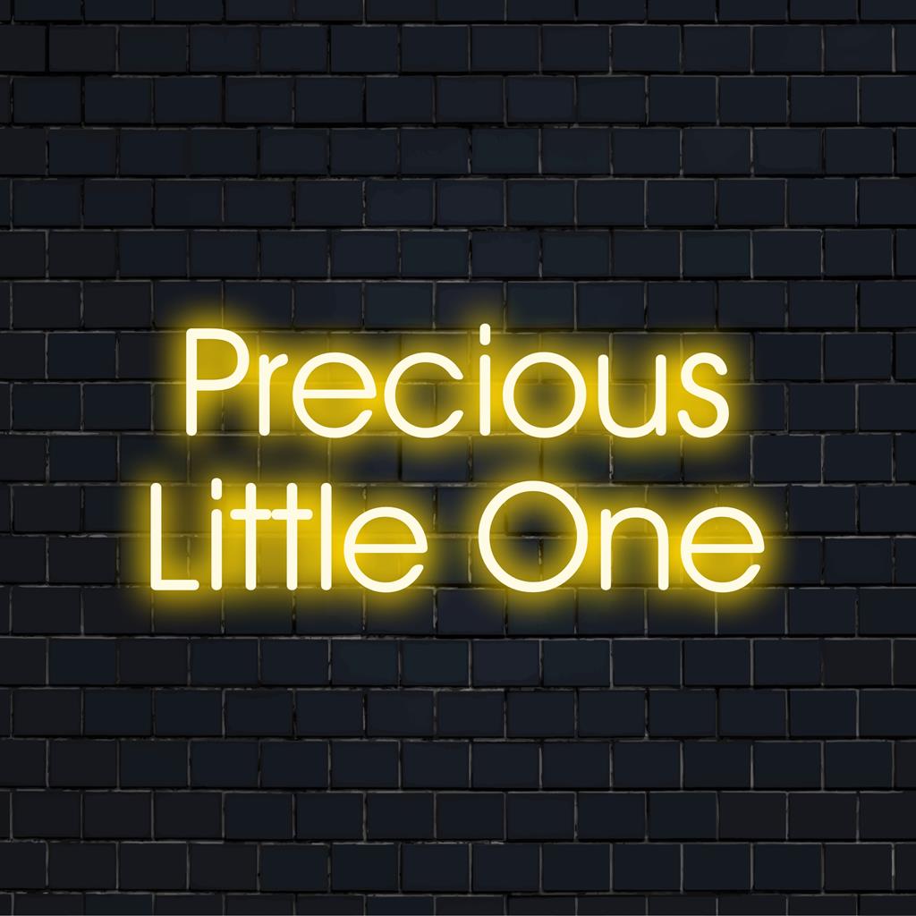 Op maat gemaakt LED-neonbord met de tekst 'Precious Little One', met een gepersonaliseerde zachte witte neongloed voor speciale gelegenheden.