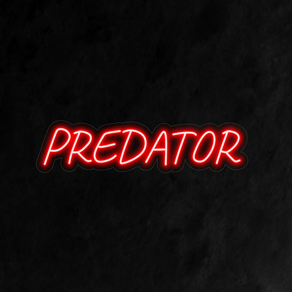 "Predator Neon Sign" is een felle en intense toevoeging, perfect voor ruimtes met een gedurfde en krachtige sfeer. Verlicht met de kracht en energie van een roofdier!