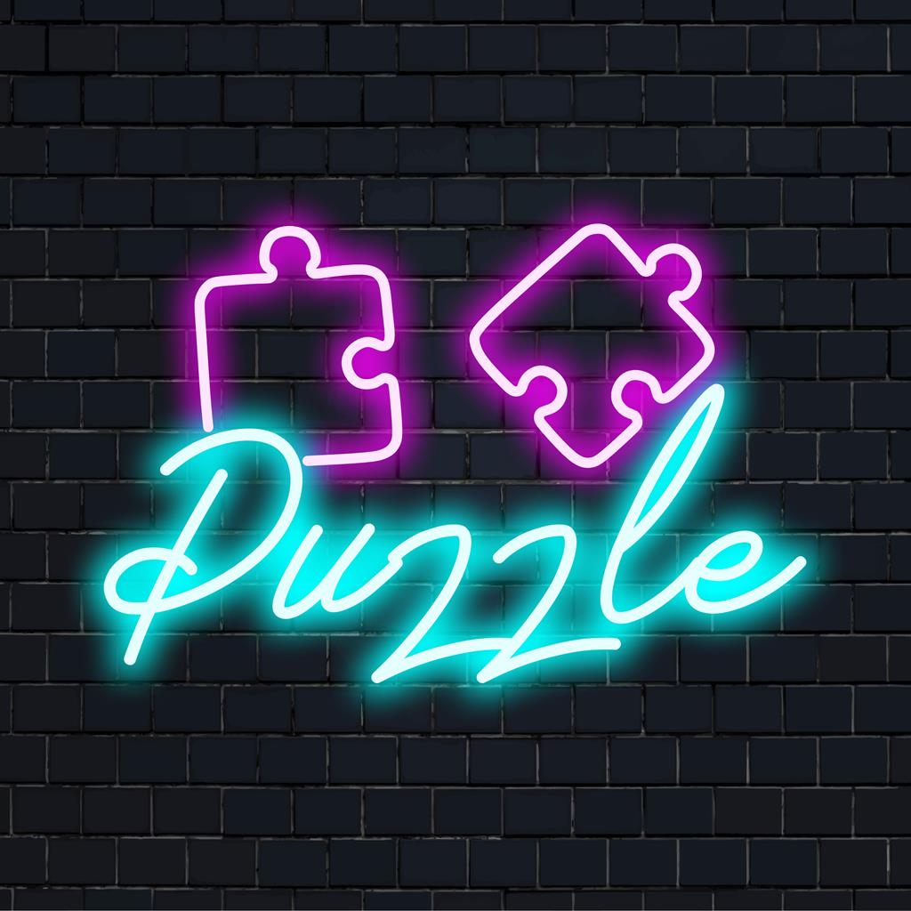 Kleurrijk en ingewikkeld puzzel-LED-neonbord; perfecte neonmuurdecoratie om elke kamer op te fleuren met een aangepast LED-ontwerp.