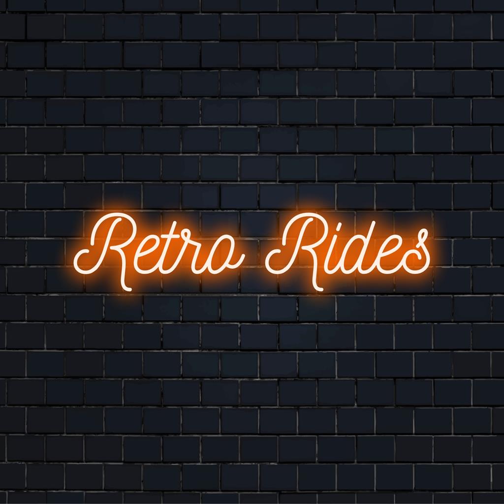 Levendig Retro Rides LED-neonlicht, stralend in klassieke stijl. Perfecte neonverlichting voor autoliefhebbers en vintageliefhebbers.