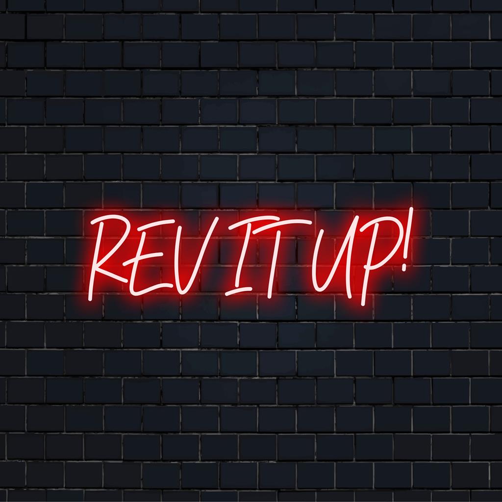 Levendig Rev It Up! LED-neonbord; het perfecte neondecoratiestuk dat elke omgeving een unieke stijl en levendige energie geeft.