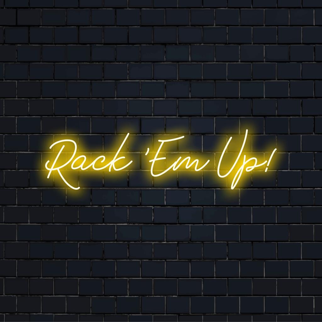 Op maat gemaakt LED-neonbord met Rock 'Em Up!-ontwerp; veelzijdige neonmuurkunst, perfect voor een gepersonaliseerde decoratie.