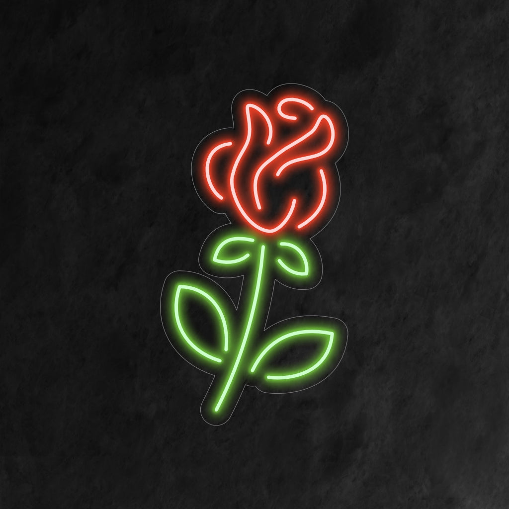 "Rose Neon Sign" straalt romantiek uit met zijn delicate silhouet en voegt een tijdloze en betoverende toets toe aan uw interieur.