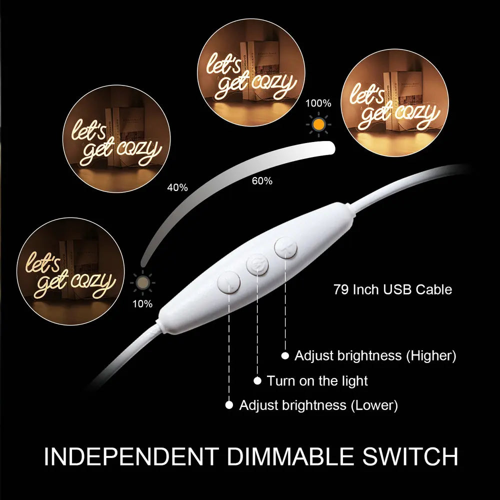 Let’s Get Cozy 5V USB LED Neon Sign - Budgetvriendelijk