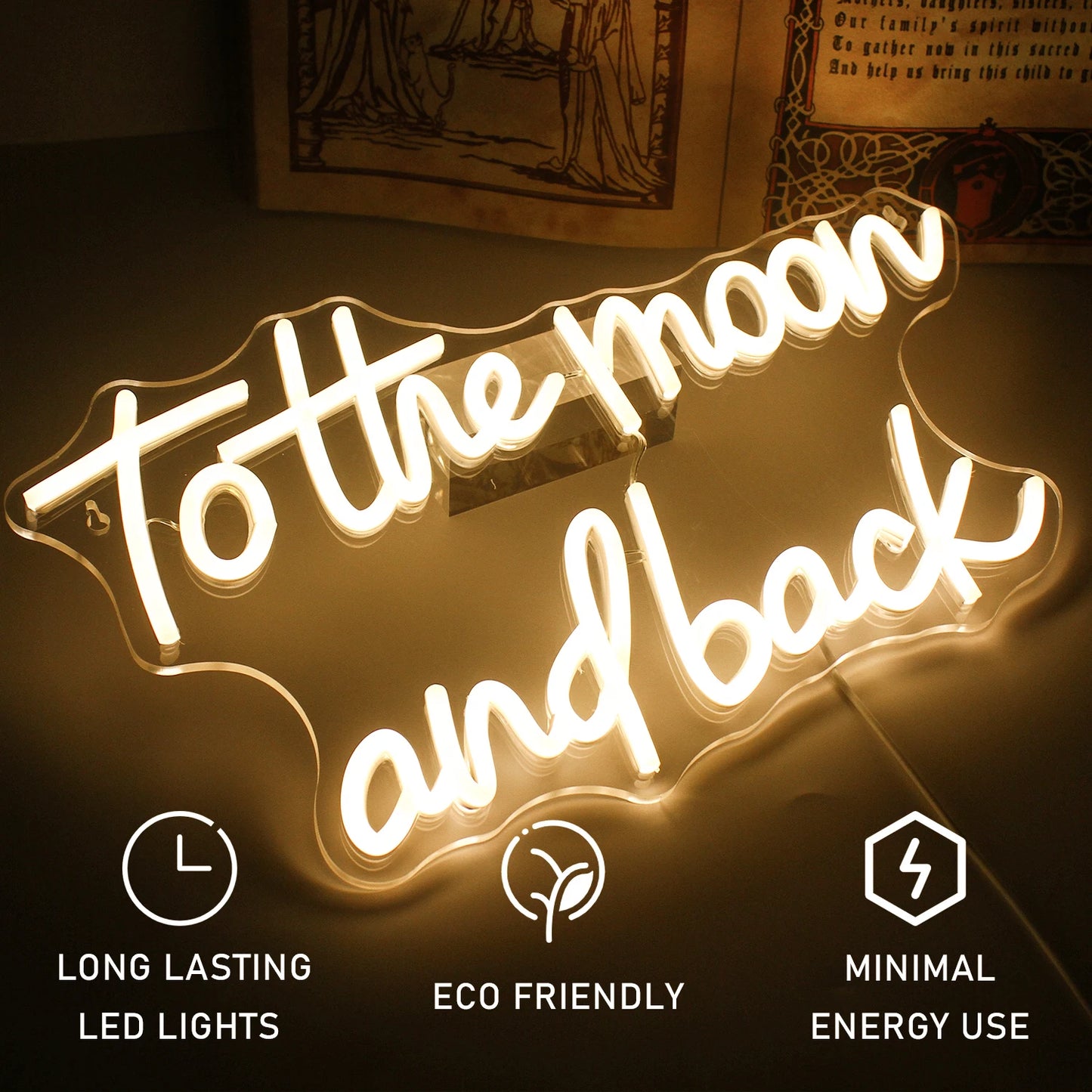 To The Moon And Back 5V USB LED Neon Sign - Budgetvriendelijk