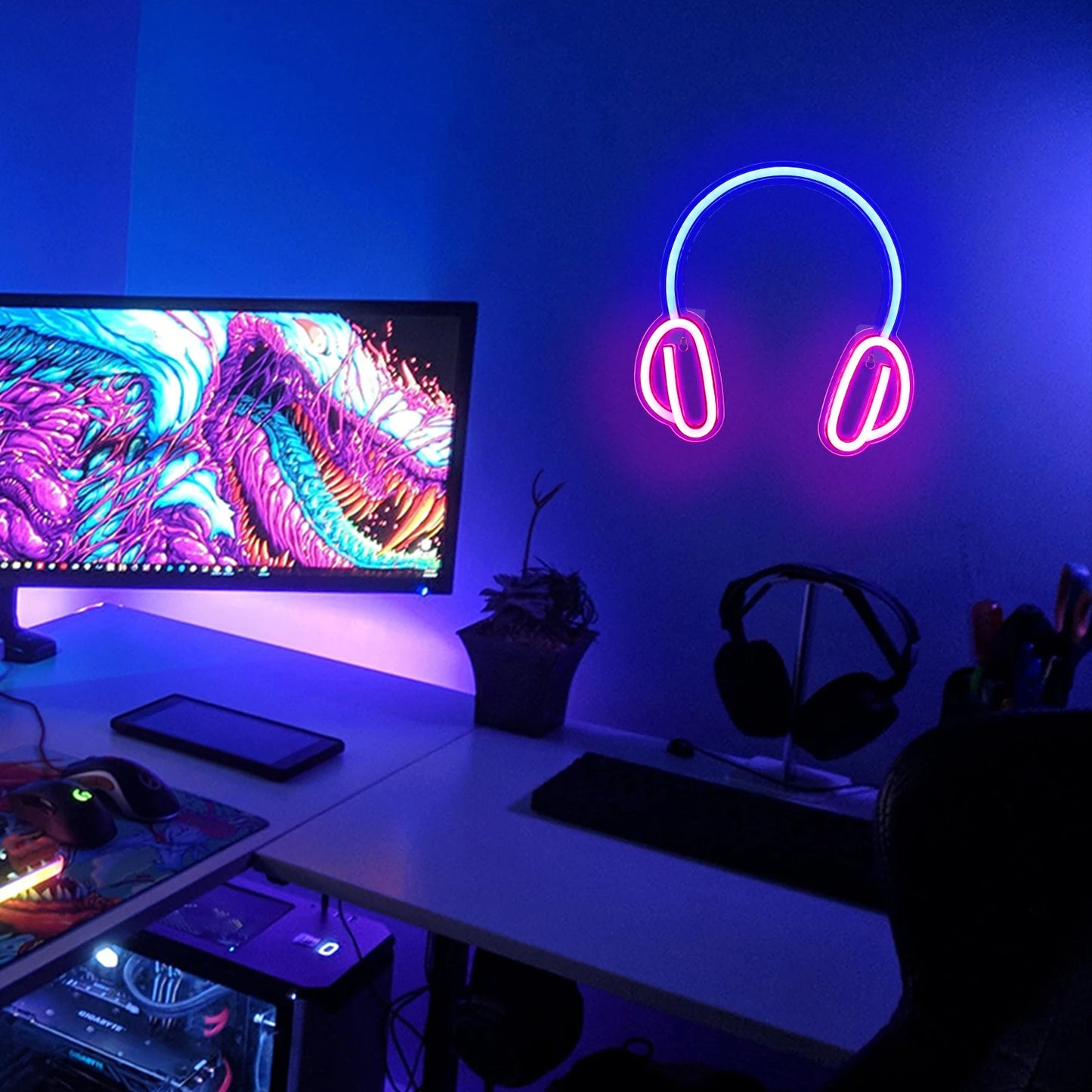 Koptelefoon 5V USB LED Neon Sign - Budgetvriendelijk