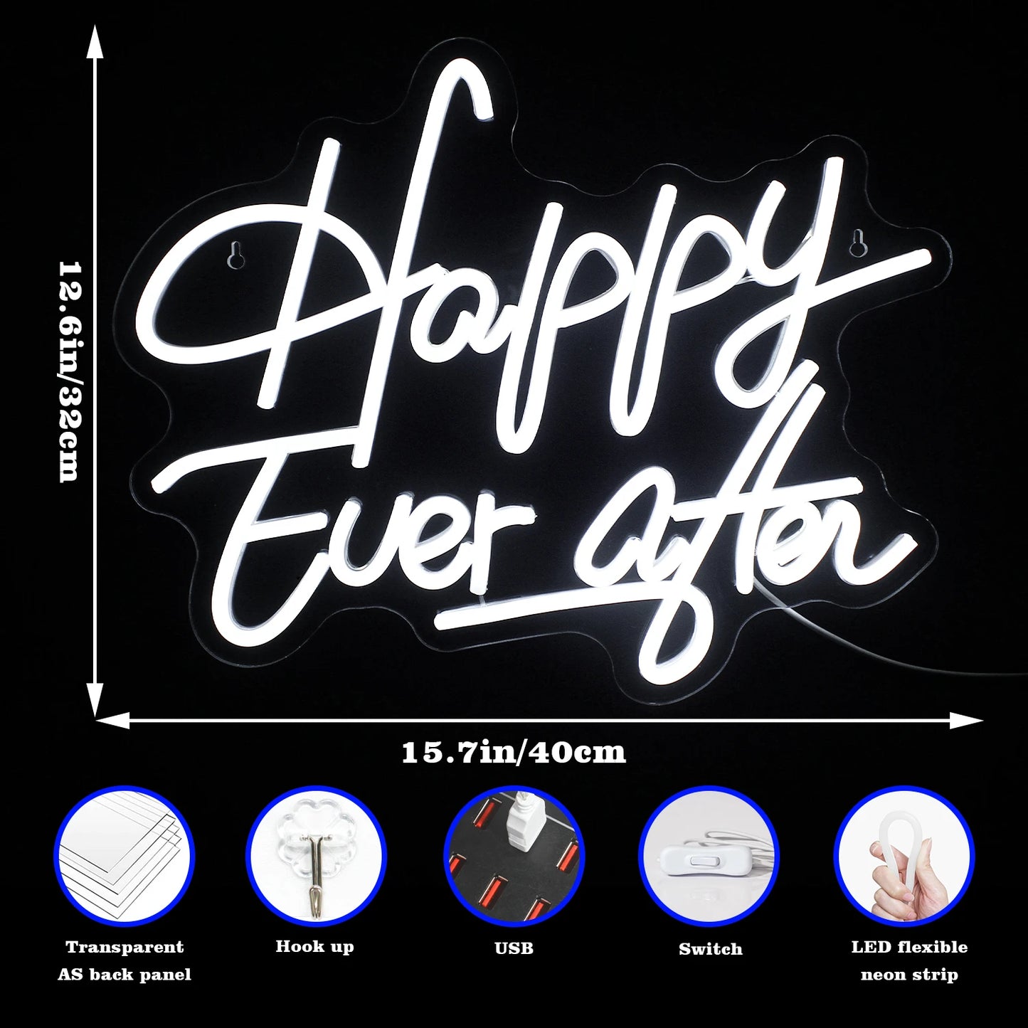 Happy Ever After 5V USB LED Neon Sign - Budgetvriendelijk
