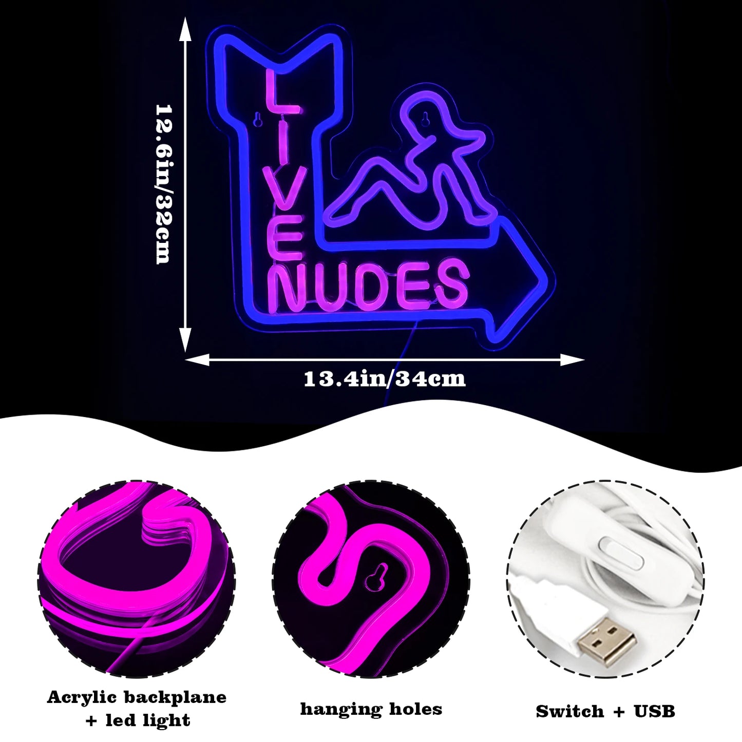 Live Nudes Girl 5V USB LED Neon Sign - Budgetvriendelijk