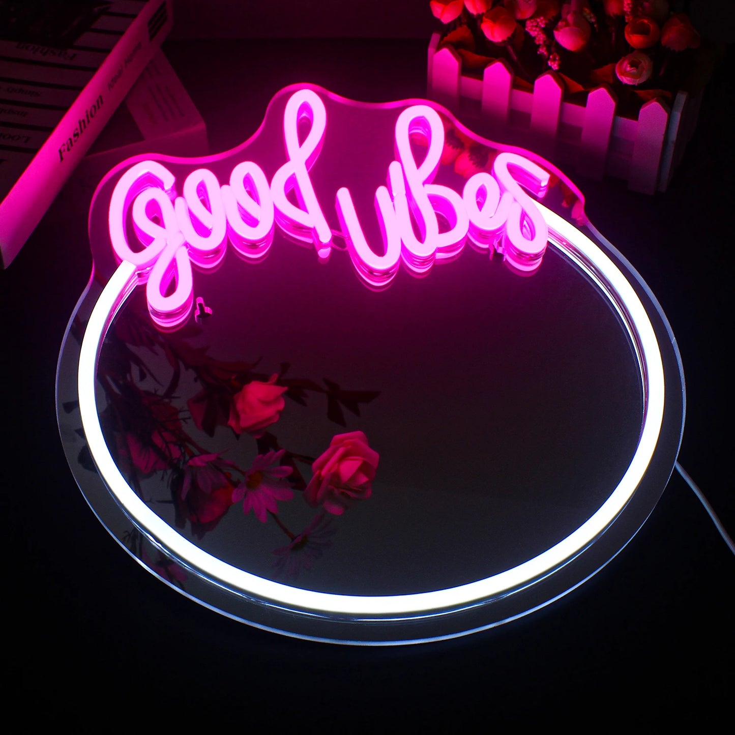 Good Vibes Mirror 5V USB LED Neon Sign - Budgetvriendelijk