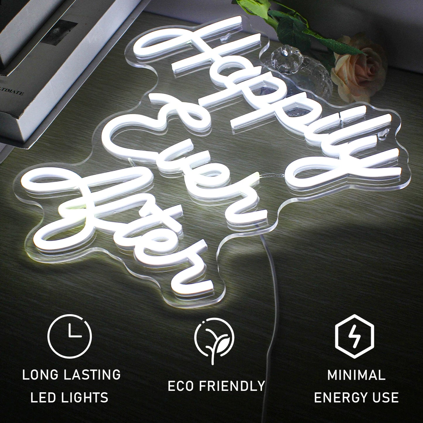 'Happily Ever After' 5V USB LED neonreclame - budgetvriendelijk
