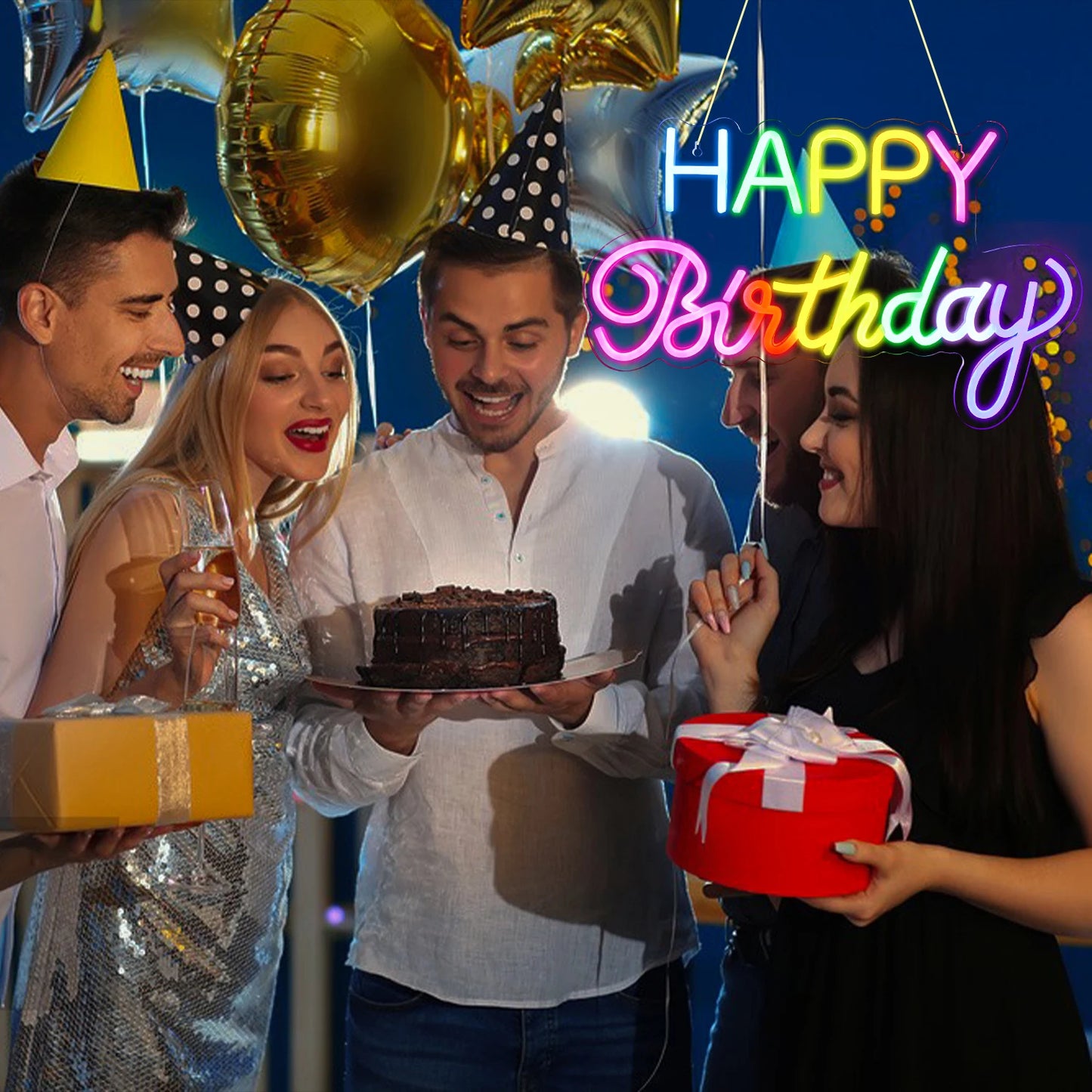 Led Happy Birthday Kleur 5V USB LED Neon Sign - Budgetvriendelijk