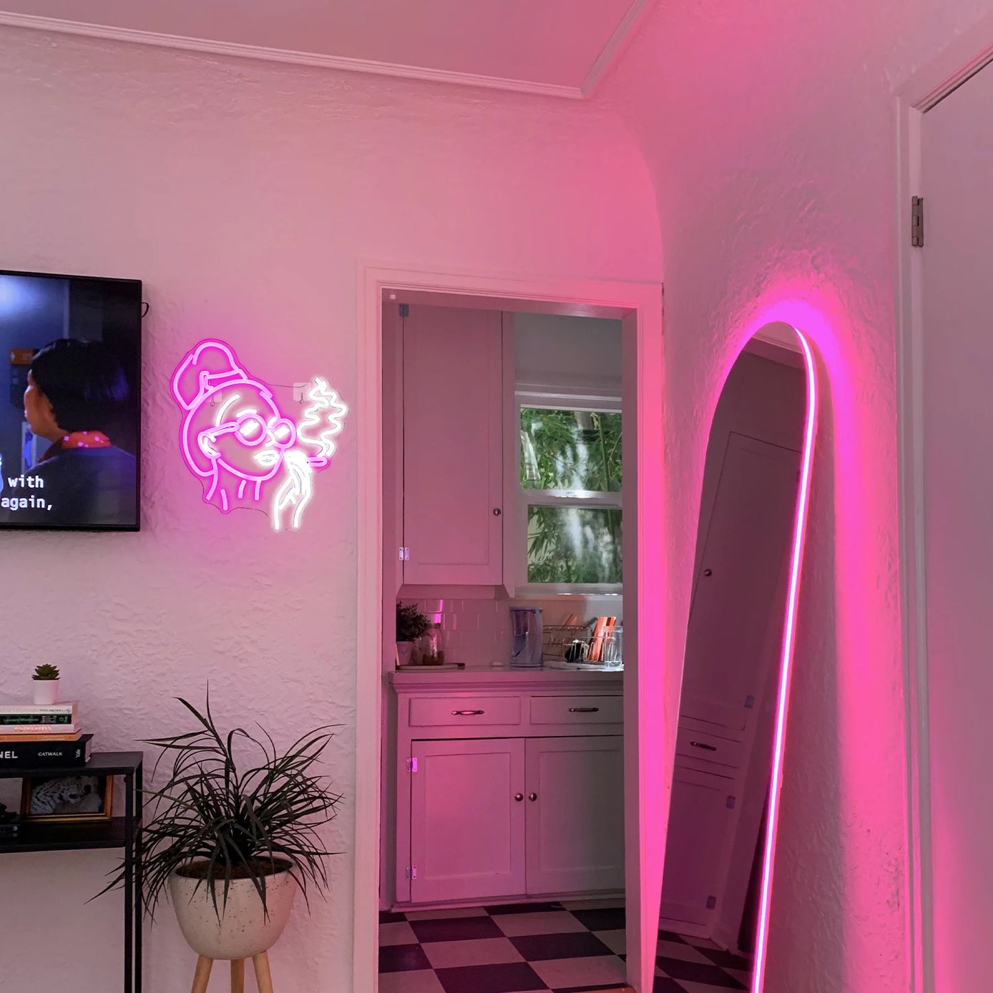 Meisje roken 5V USB LED neonreclame - budgetvriendelijk