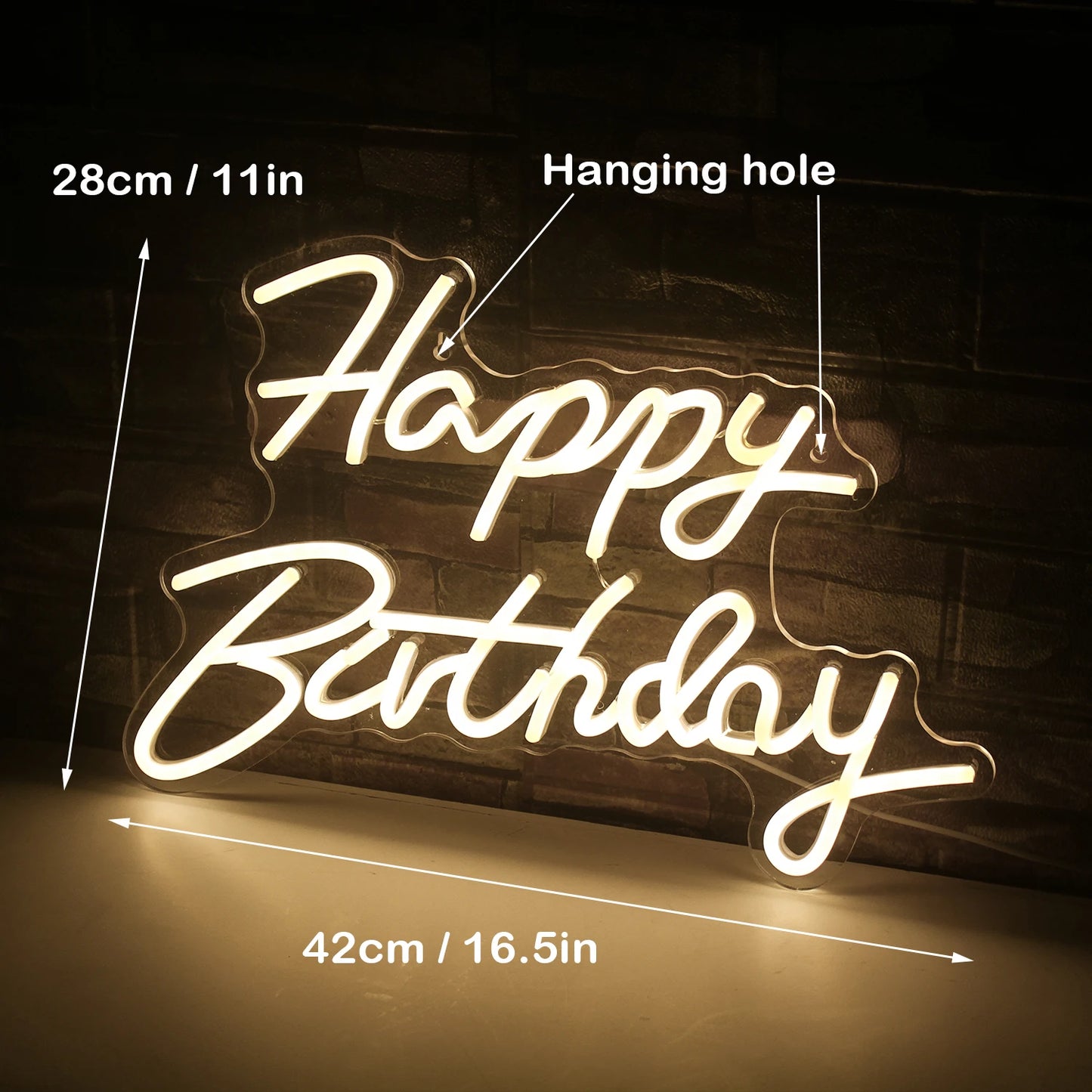 Happy Birthday 5V USB LED Neon Sign - Budgetvriendelijk