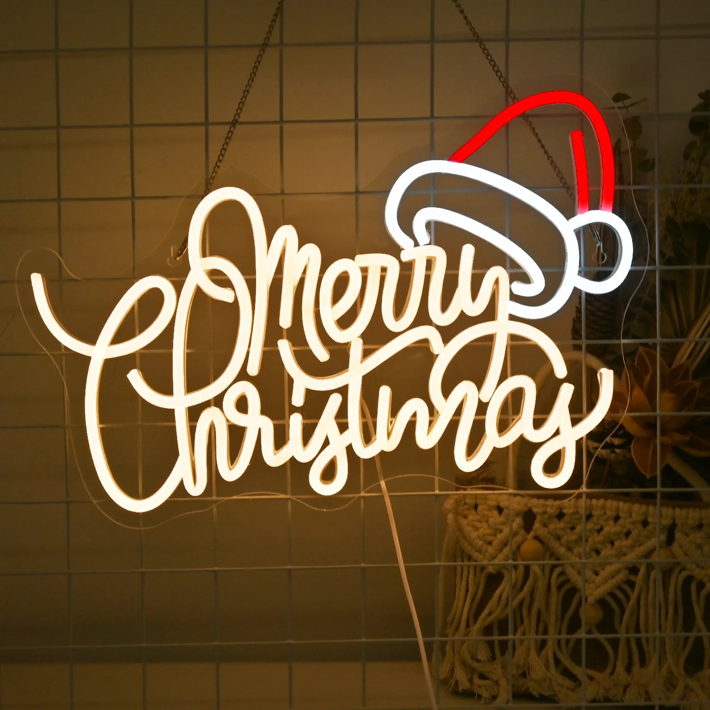 Warm vrolijk kerstfeest 5V USB LED neonbord - budgetvriendelijk