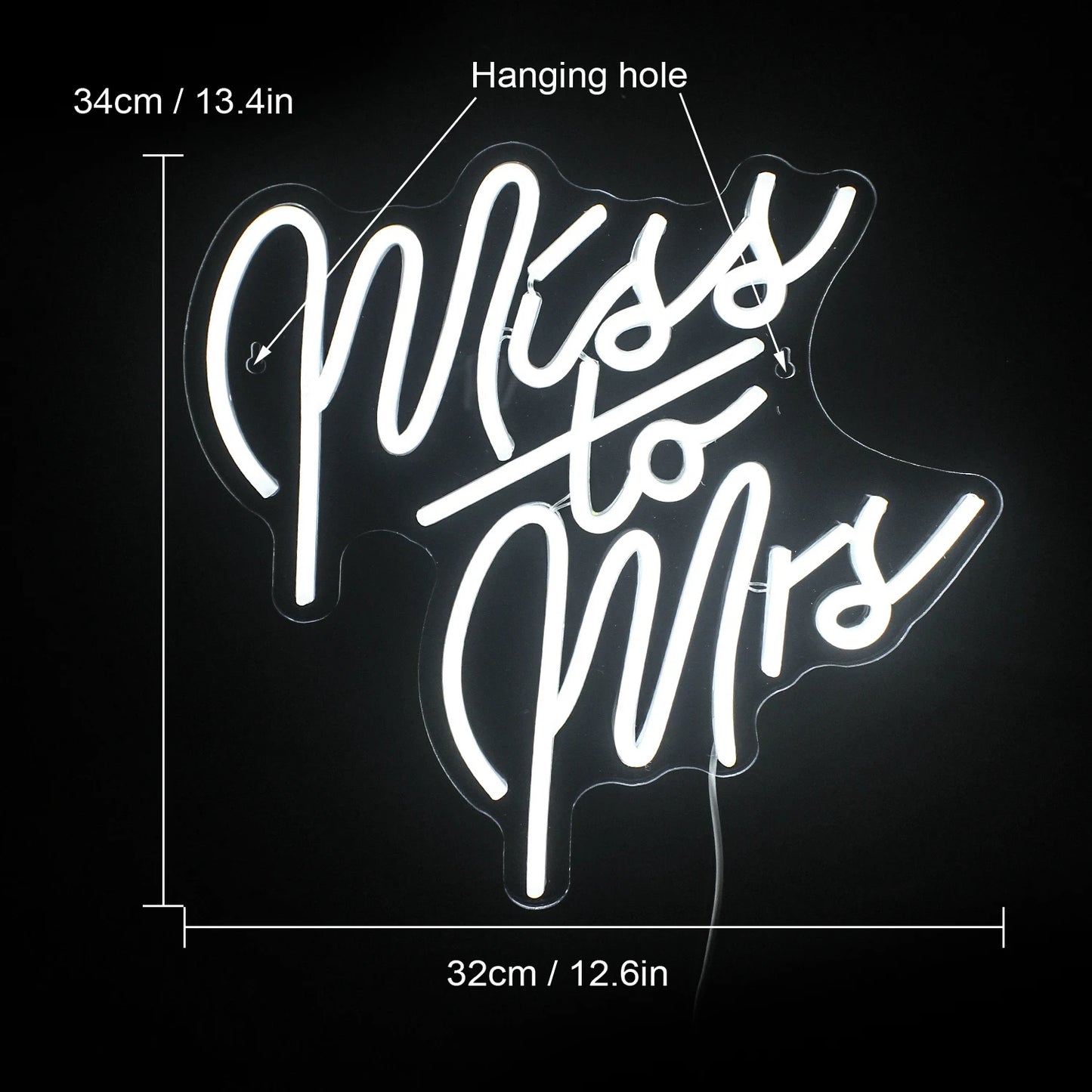 Miss To Mrs 5V Mini USB LED Neon Sign - Budgetvriendelijk