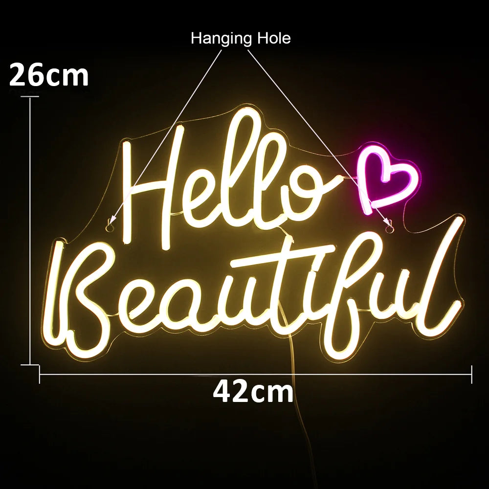 Hallo Mooi 5V USB LED Neon Sign - Budgetvriendelijk