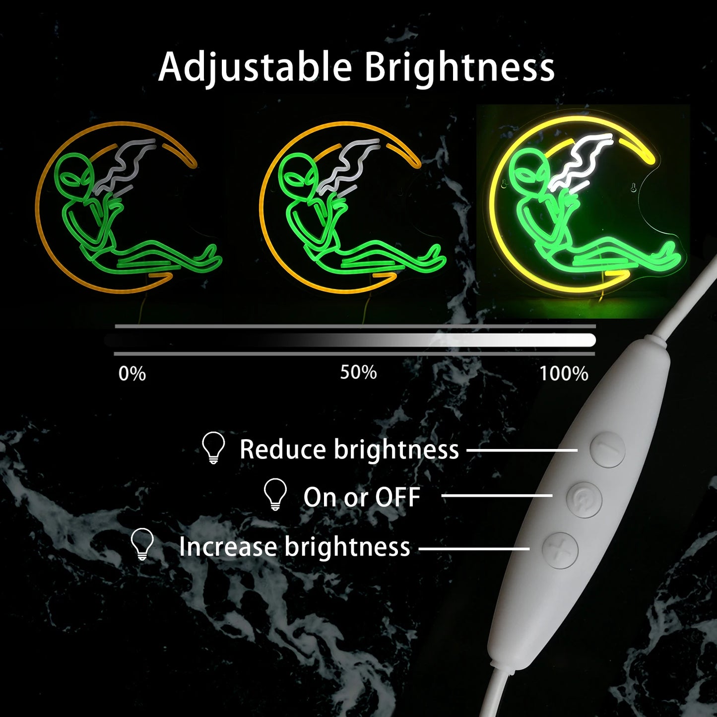 Maan rokende Alien 5V USB LED neonreclame - budgetvriendelijk