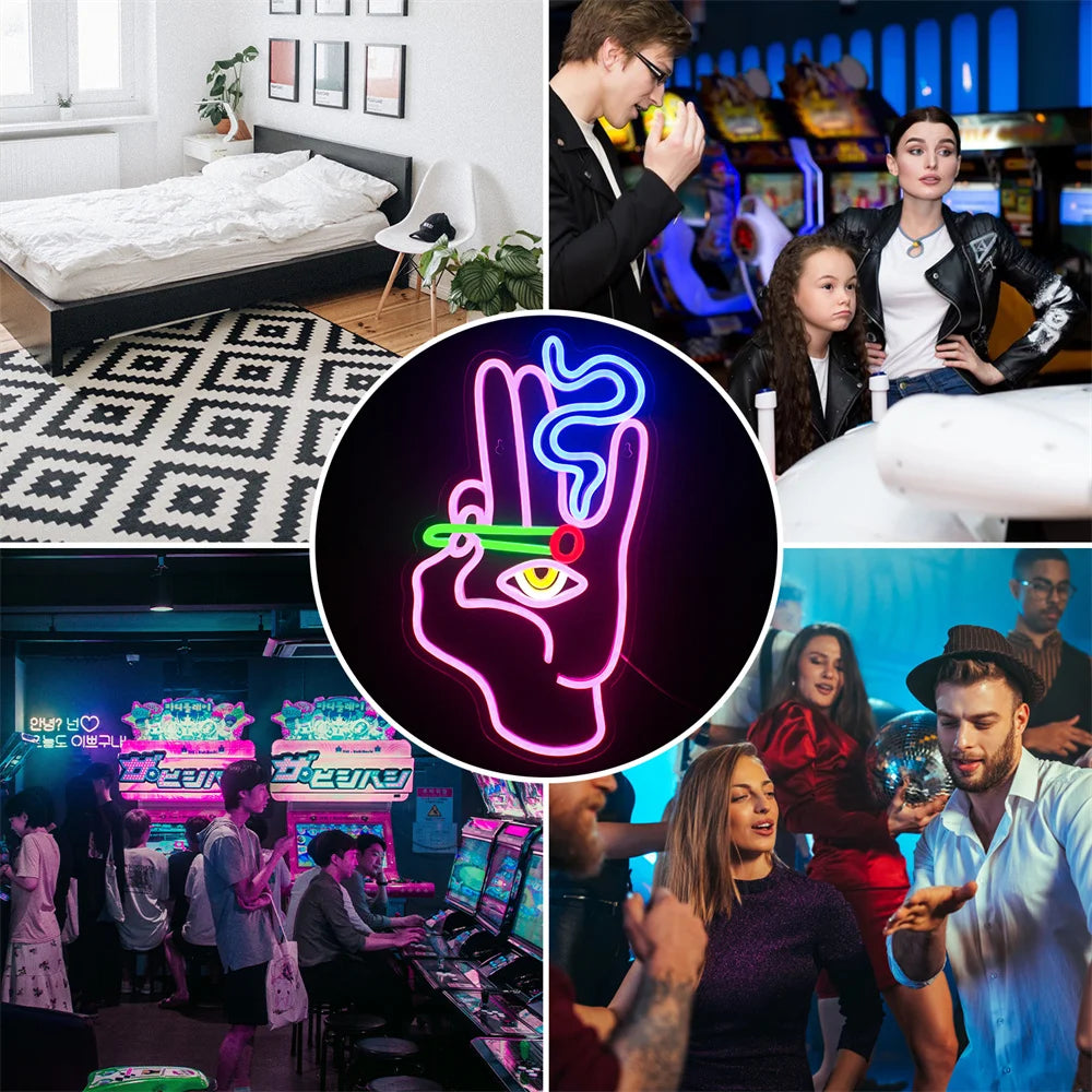 Roken Hand Oog 5V USB LED Neon Sign - Budgetvriendelijk